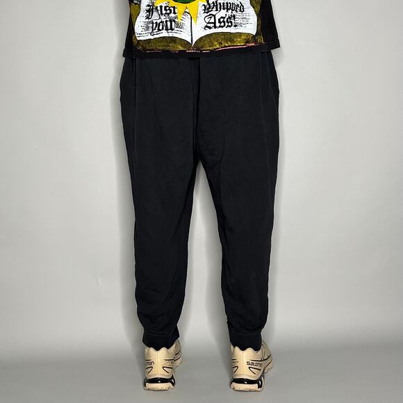 Nike Sweatpants Black Cotton Joggers White Swoosh - Picture 3 of 4